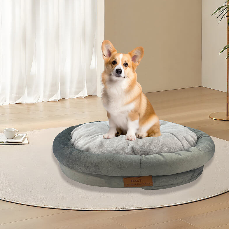 Happycare Tex Luxurious Short Plush Oval Orthopedic Pet Bed