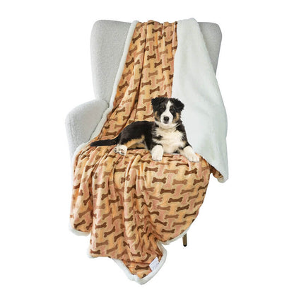 Happycare Tex Ultra soft cozy Flannel Paw Print & Sherpa pet Blanket