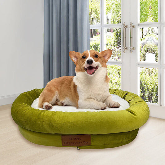 Happycare Tex Luxurious Short Plush Oval Orthopedic Pet Bed