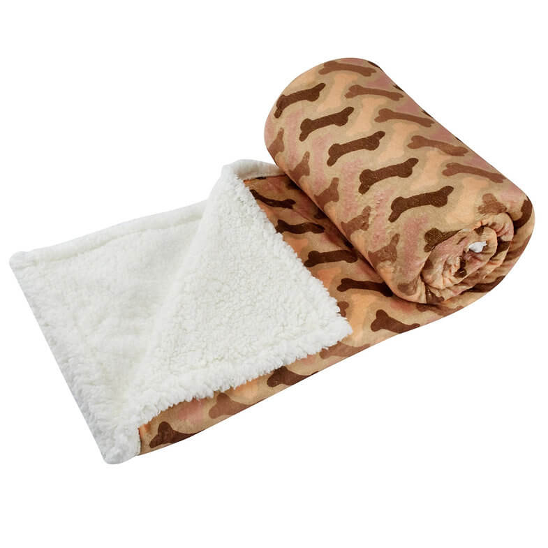 Happycare Tex Ultra soft cozy Flannel Paw Print & Sherpa pet Blanket