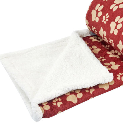 Happycare Tex Ultra soft cozy Flannel Paw Print & Sherpa pet Blanket