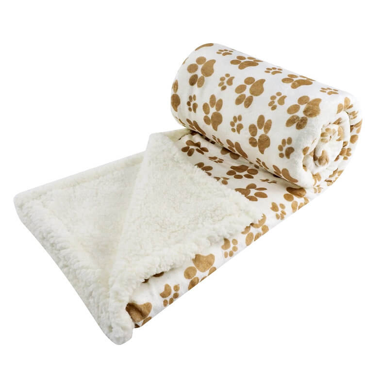 Happycare Tex Ultra soft cozy Flannel Paw Print & Sherpa pet Blanket