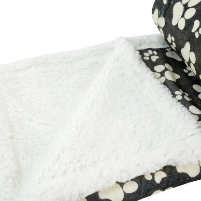 Happycare Tex Ultra soft cozy Flannel Paw Print & Sherpa pet Blanket